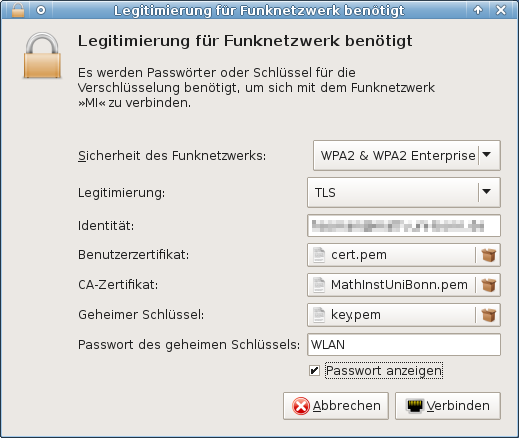 Legitimierung f&uuml;r Funknetzwerk ben&ouml;tigt